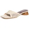 Staud Simone Braided Leather Sandals In White