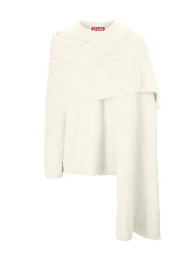 Staud Women's Siren Scarf-detailed Bouclé Yarn Sweater In White