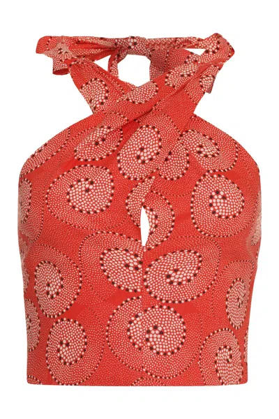 Staud Women's Smocked Kai Printed Top In Red