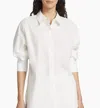 STAUD WOMEN SOLID WHITE LONG SLEEVE COLLARED OVERSIZED COTTON SHIRT