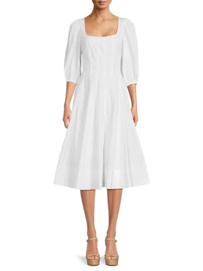 Staud Women's Swells Puff Sleeve Midi Dress In White