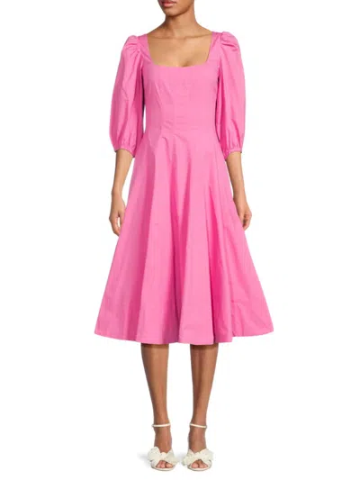 Staud Women's Swells Puff Sleeve Midi Dress In Wild Orchid | ModeSens
