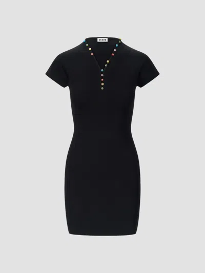 Staud Women's Tavi Beaded Mini Dress In Black