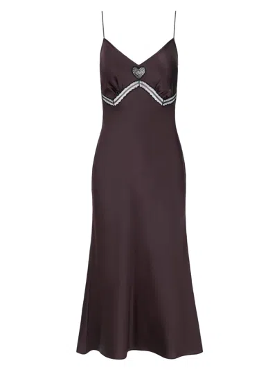 Staud Women's Terra Heart Silk Slip Dress In Brown