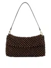 Staud Timmy Leather-trimmed Beaded Mesh Shoulder Bag In Brown
