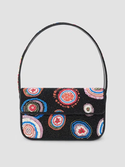 Staud Tommy Beaded Top Handle Bag In Black