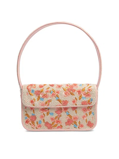 Staud Tommy Beaded Floral Shoulder Bag In Neutral