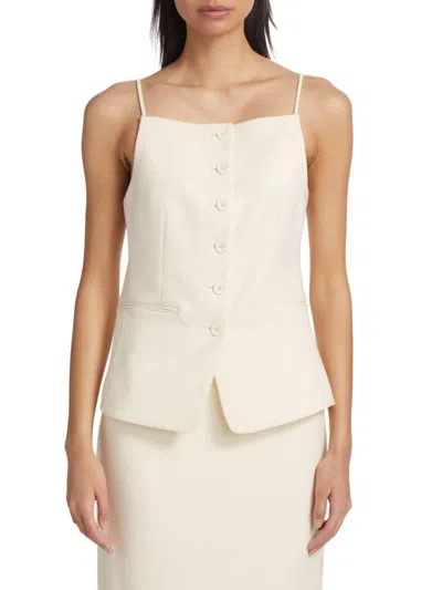 Staud Una Buttoned Top In Neutral