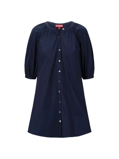 Staud Women's Vincent Cotton Poplin Minidress In Blue