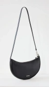 Staud Walker Leather Medium Shoulder Bag In Black