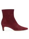 Staud Wally 55 Suede Ankle Boots In Burgundy