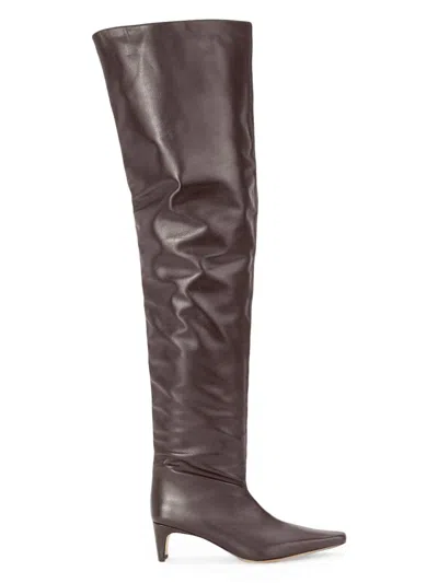 Staud Women's Wally 55mm Leather Over-the-knee Boots In Brown