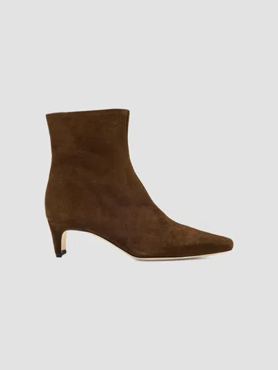 Staud Wally 60mm Leather Ankle Boots In Brown