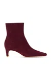 Staud Wally 55 Suede Ankle Boots In Burgundy