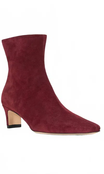 Staud Women's Wally Ankle Boots In Pinot Suede In Red