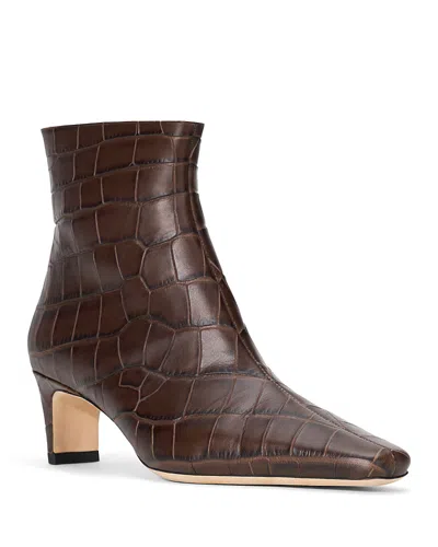 Staud Women's Wally Croc-embossed Ankle Boots In Brown