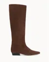 Staud Wally Suede Flat Knee-high Boots In Brown