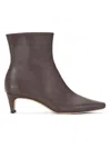 Staud Wally Leather Ankle Boots In Brown