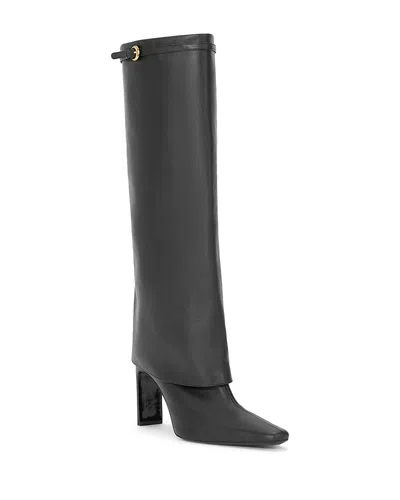 Staud Women's Wally Leather Foldover Cuff High Heel Boots In Black