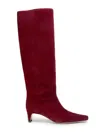 Staud Wally Suede Knee-high Boots In Red