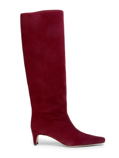 Staud Women's Wally Suede Knee-high Boots In Burgundy