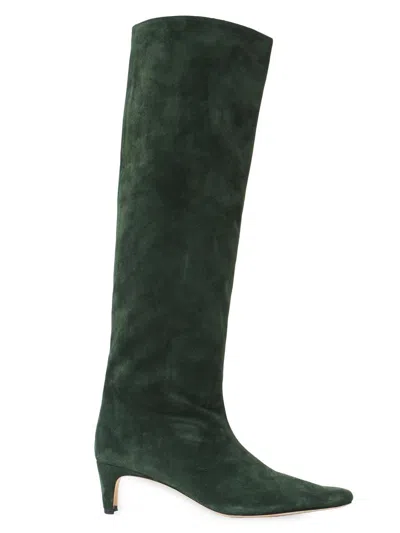 Staud Women's Wally Suede Knee-high Boots In Green