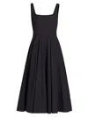 Staud Women's Wells Cotton Poplin A-line Midi-dress In Black