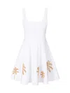Staud Wells Pleated Printed Cotton-blend Poplin Midi Dress In White