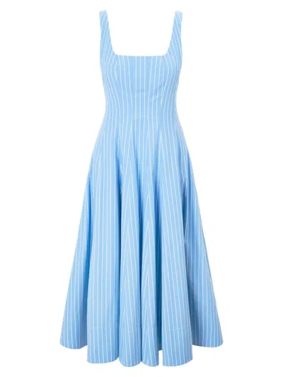 Staud Wells Striped Dress In Azure Pinstripe