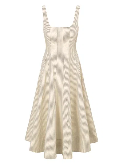 Staud Women's Wells Striped Sleeveless Fit & Flare Dress In Neutral