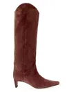 Staud Women's Western Suede Wally Boots In Brown
