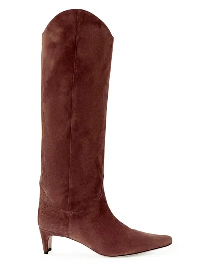 Staud Women's Western Suede Wally Boots In Brown