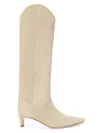 Staud Western Wally Suede Knee Boots In Neutral