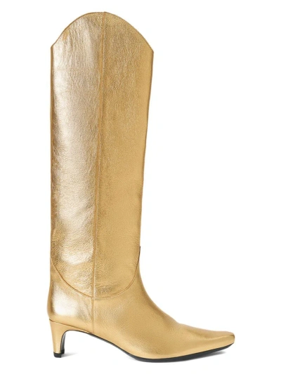 Staud Women's Western Wally 45mm Leather Boots In Gold