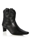 Staud Western Wally Leather Ankle Boots In Black