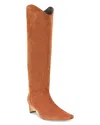 Staud Wally Suede Patchwork Tall Boots In Tan