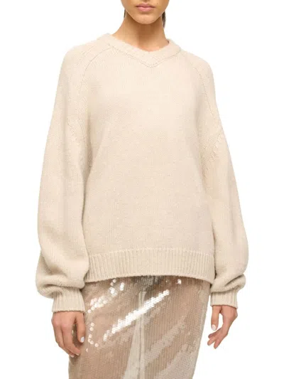 Staud Wilson Oversize Wool Blend Sweater In Oatmeal