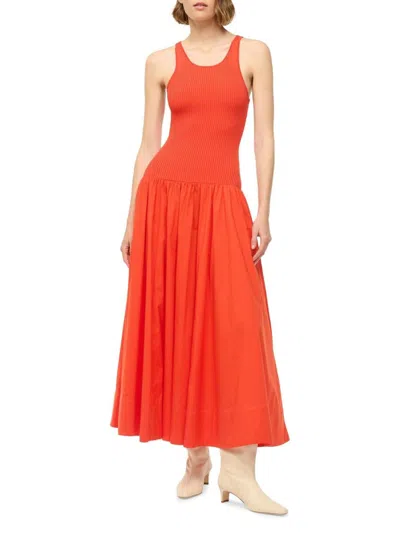 Staud Women's Yamila Drop-waist Maxi Dress In Red