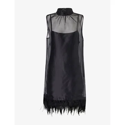 Staud Womens Albee Organza Mini Dress Black Blk Xs