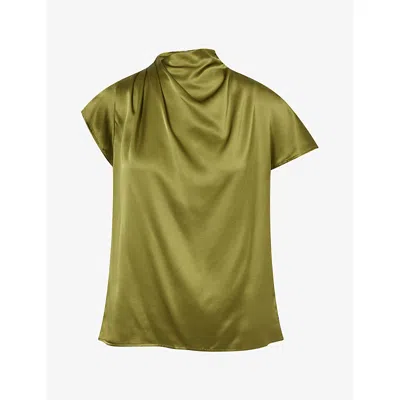 Staud Womens Davina Silk Top Pear Pea In Green
