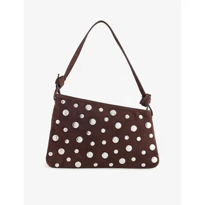 Staud Womens Espresso Studs Dani Mini Suede Shoulder Bag