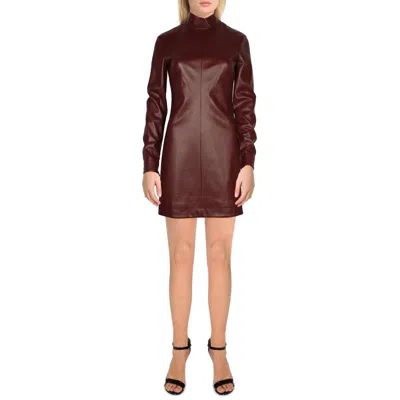 Staud Womens Faux Leather Short Mini Dress In Brown
