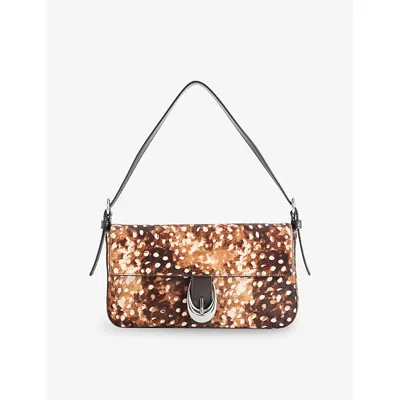 Staud Womens Harlow Leather Shoulder Bag Fawn Haircalf