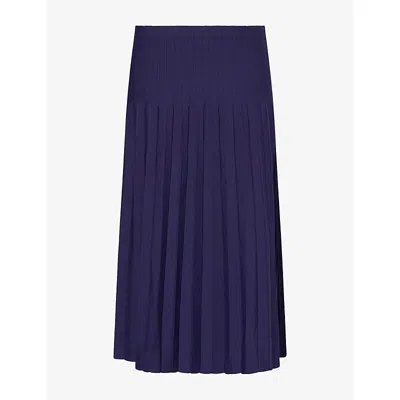 Staud Womens Lena Flared Knit Skirt Midnight Mdn In Blue