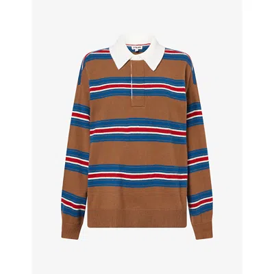 Staud Womens Michael Stripe Cashmere Knit Top Savoy Stripe In Brown