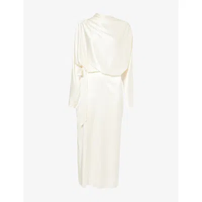Staud Womens Phoebe Silk Maxi Dress Ivory Ivy In White