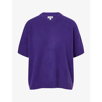 Staud Womens Sorrento Brushed Cashmere Jumper Xs In Blue
