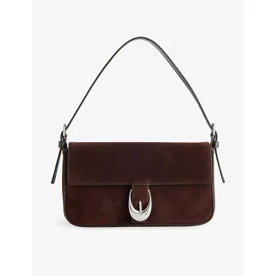 Staud Womens Espresso Harlow Sued Shoulder Bag In Brown