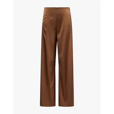 Staud Womens Stroll Wide-leg Silk Trousers Cigar