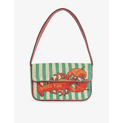 Staud Womens Summer Lobster Tommy Beaded Shoulder Bag